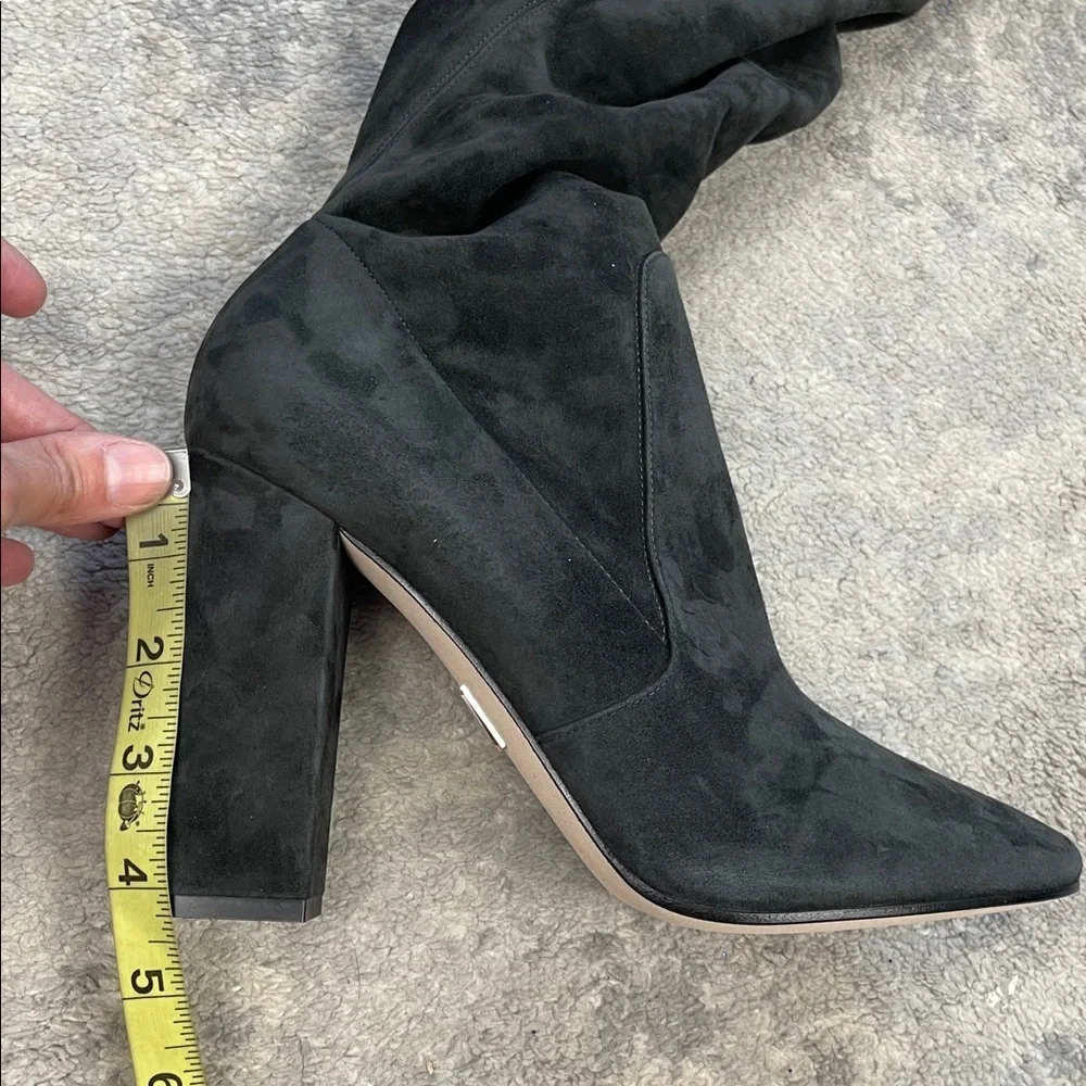 NIB Tamara Mellon Helmut Over The Knee Stretch Suede Boots Dark Grey Gray 40